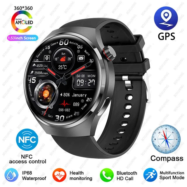 GT4 PRO Smart Watch Men Watch 4 Pro AMOLED HD Screen Bluetooth Call GPS NFC Heart rate waterproof Smart Watch