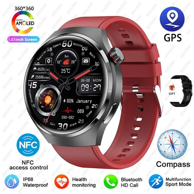 GT4 PRO Smart Watch Men Watch 4 Pro AMOLED HD Screen Bluetooth Call GPS NFC Heart rate waterproof Smart Watch