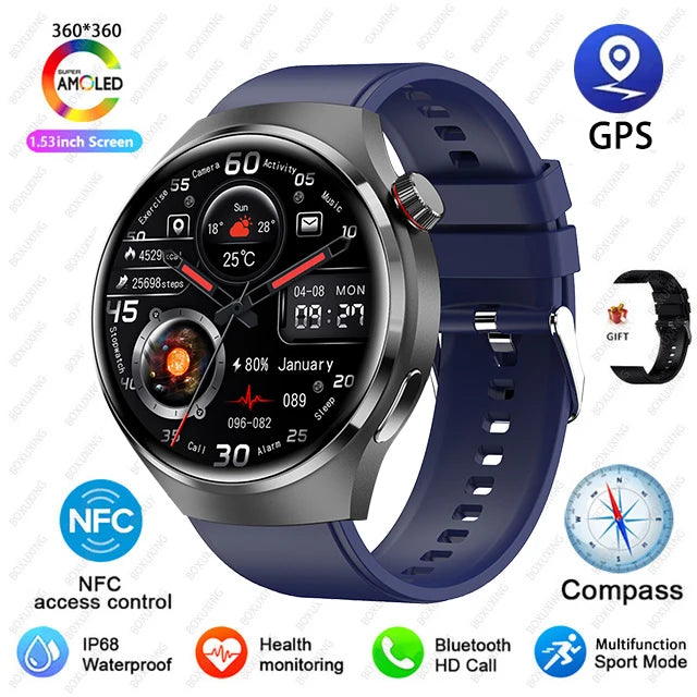 GT4 PRO Smart Watch Men Watch 4 Pro AMOLED HD Screen Bluetooth Call GPS NFC Heart rate waterproof Smart Watch