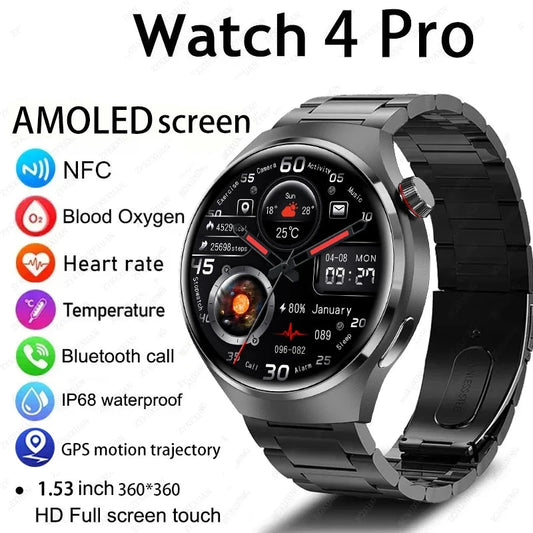 GT4 PRO Smart Watch Men Watch 4 Pro AMOLED HD Screen Bluetooth Call GPS NFC Heart rate waterproof Smart Watch