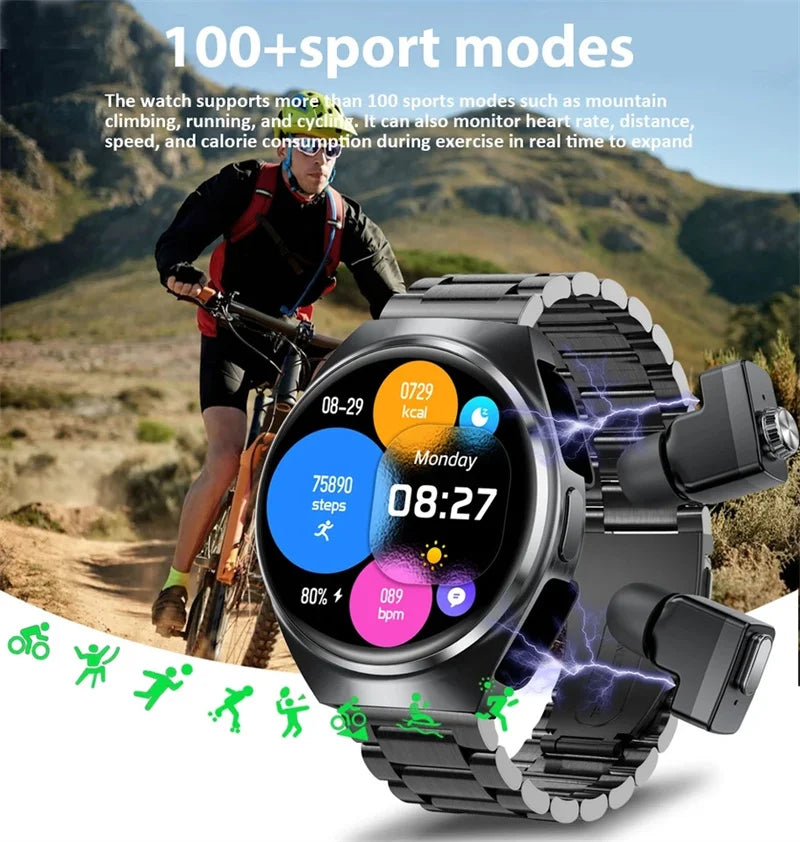 2 in 1 Smart Watch With Earbuds Smartwatch TWS Bluetooth Earphone Sports Watch