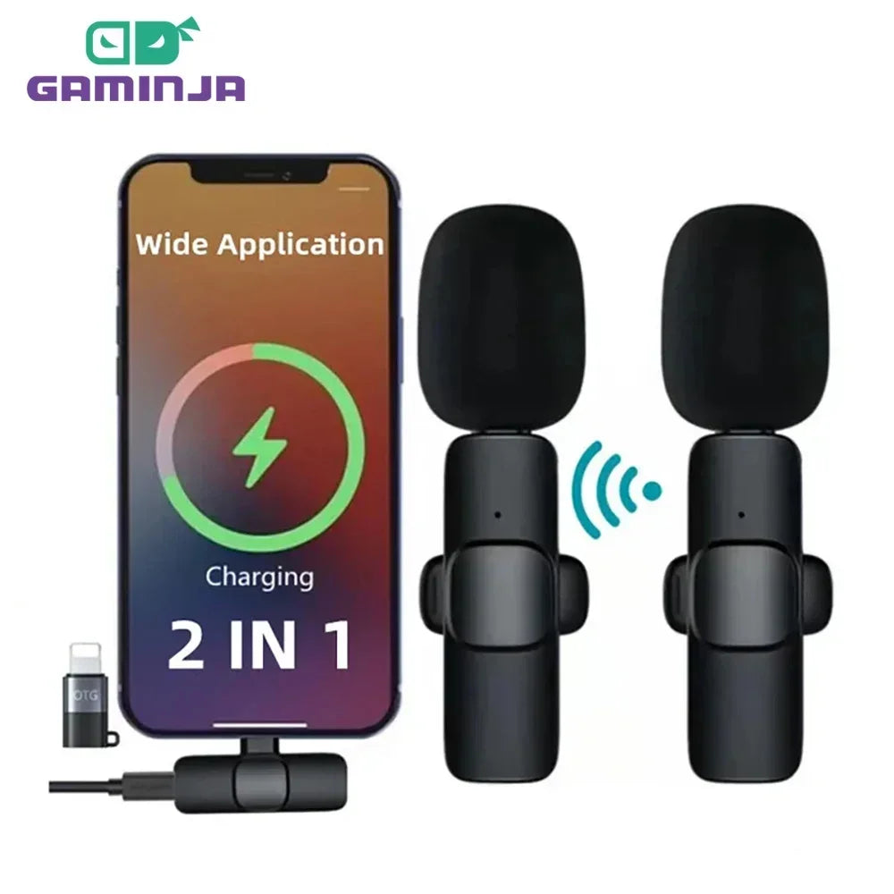 Wireless Lavalier Microphone Portable Audio Video Recording Mini Mic For iPhone Android Long battery life