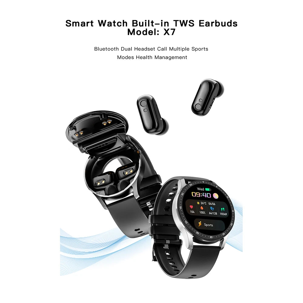 X7 Headset Smart Watch TWS Two In One Wireless Bluetooth Dual Headset  Smartwatch