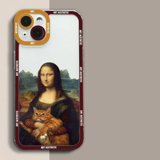 Great Art Aesthetic David Mona Lisa Clear Phone Case For iPhone 15 14 13 12 11 Pro Max Mini XS X XR SE 2020 7 8 Plus Soft Cover