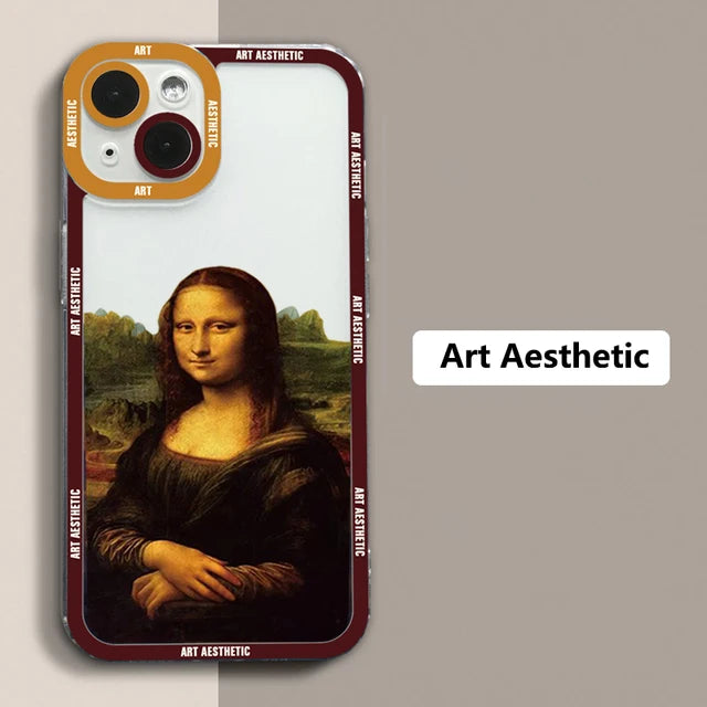 Great Art Aesthetic David Mona Lisa Clear Phone Case For iPhone 15 14 13 12 11 Pro Max Mini XS X XR SE 2020 7 8 Plus Soft Cover