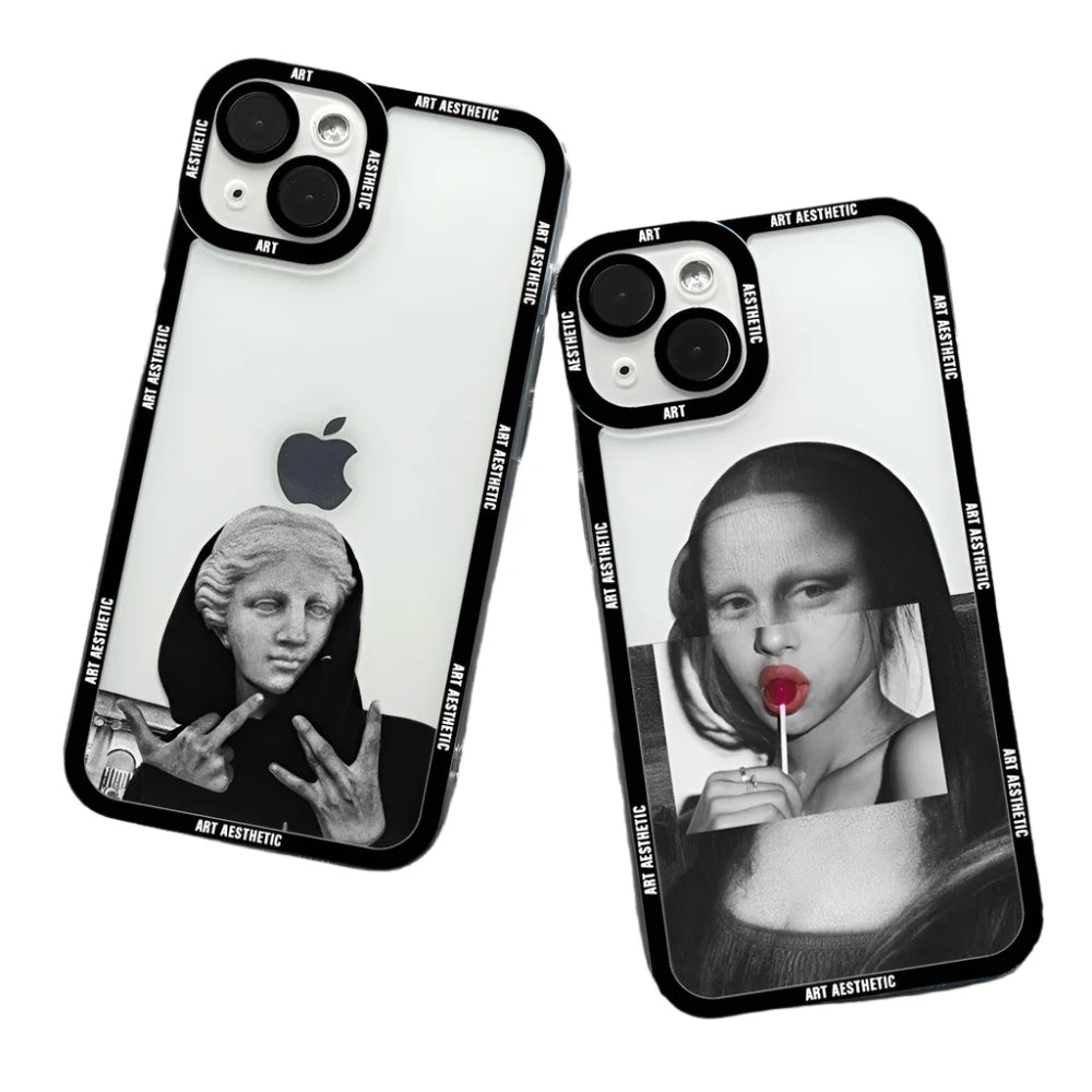 Great Art Aesthetic David Mona Lisa Clear Phone Case For iPhone 15 14 13 12 11 Pro Max Mini XS X XR SE 2020 7 8 Plus Soft Cover