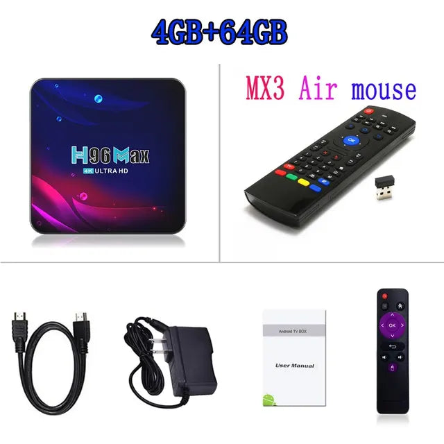 H96 Max V11 Smart TV BOX Android 11 4GB RAM Rockchip 3318 4K Google 3D Video BT4.0 4K Media Player Set Top Box