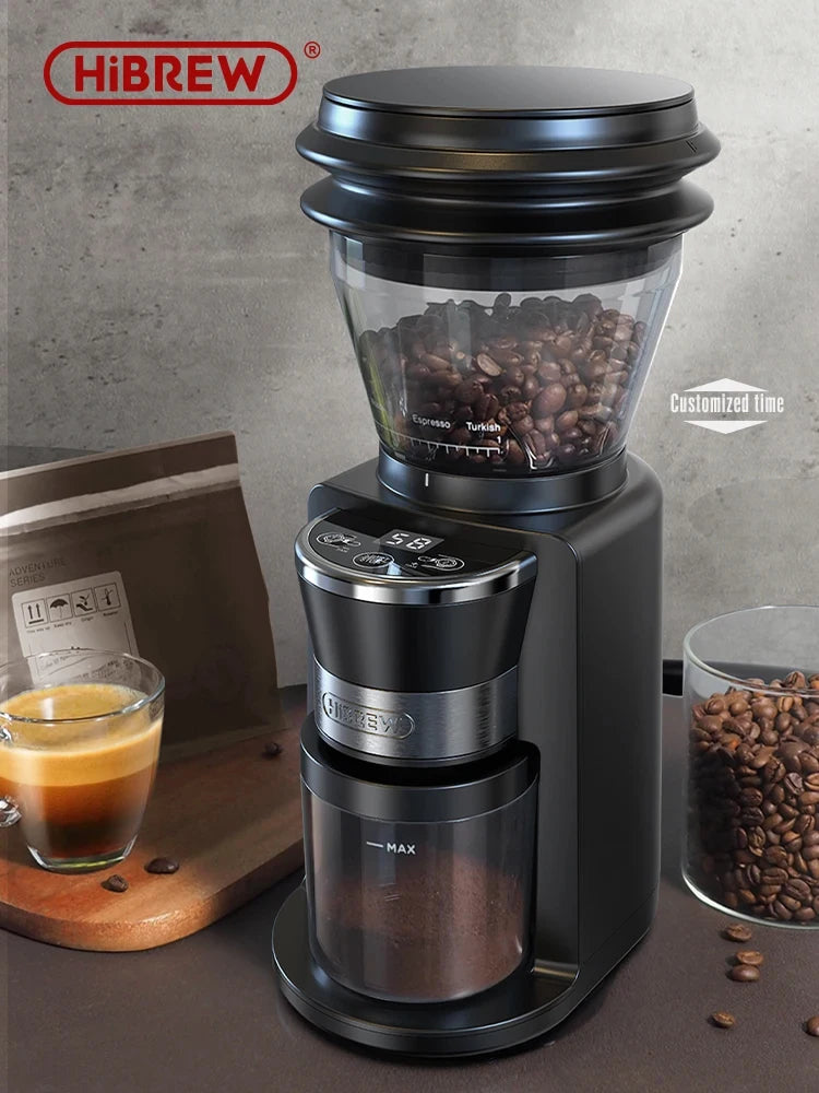 HiBREW Automatic Burr Mill Electric Coffee Grinder with 31 Gears for Espresso American Coffee Pour Over Visual Bean Storage G3