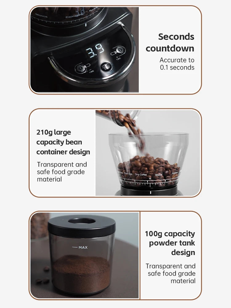 HiBREW Automatic Burr Mill Electric Coffee Grinder with 31 Gears for Espresso American Coffee Pour Over Visual Bean Storage G3