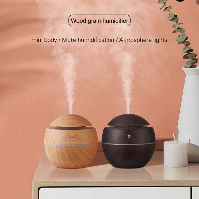 Home Wood Grain Air Humidifier Purifier Aroma Diffuser USB Ultrasonic Cool Mist Sprayer Essential Oil Fragrance