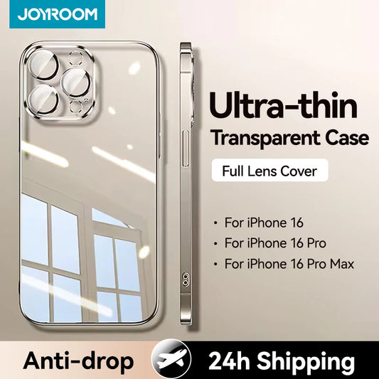 Joyroom Case For iPhone 16 Pro Max Anti-drop Transparent Cover For iPhone 16 15 14  Pro Max Soft TPU Case With Len Protection