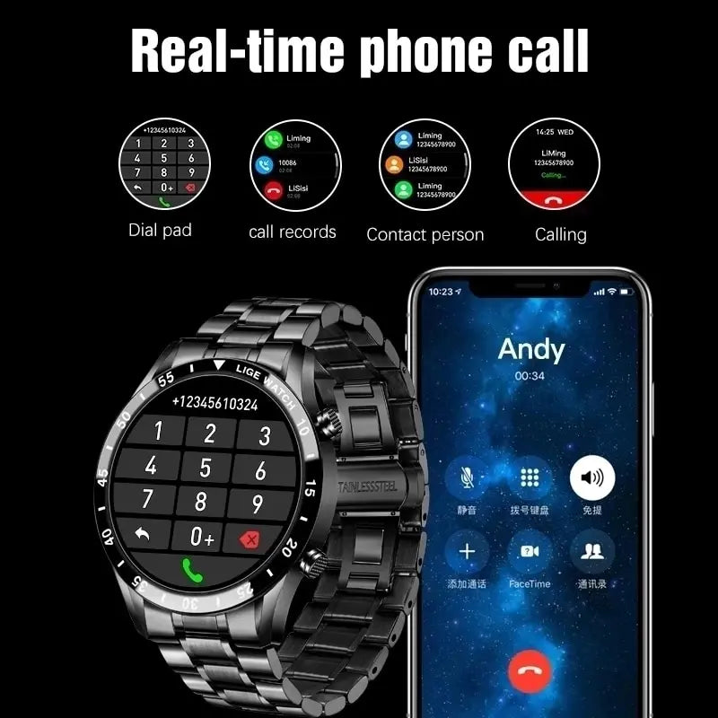 Smart Watch Men Full Circle Touch Screen Bluetooth Call Men Smartwatch Waterproof Sport Activity Fitness Watch