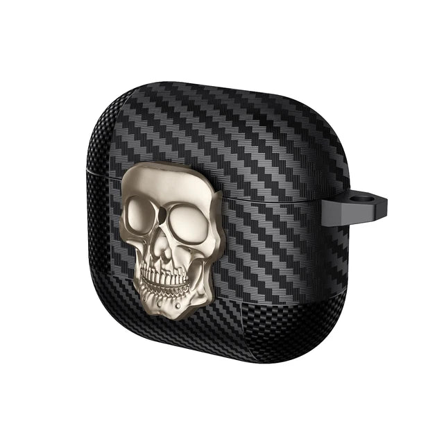 Latch switch Shockproof Case for Airpods 1 Pro 2 3 4 ANC Cover Black Carbon Fiber Texture Shell for AirPods4 Coque Bag Skeleton