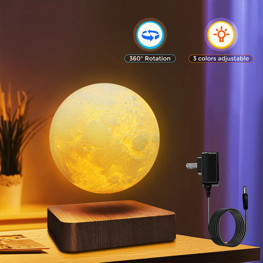 Levitating Moon Table Lamp, Magnetic Floating Light With 3 Lighting Modes Levitation Night Light