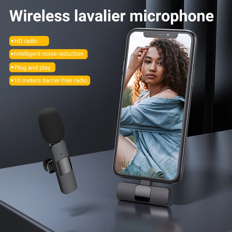 Wireless Vlogging Kit Phone Tripod with Lavalier Microphone LED Light for iPhone Android Smartphone Live Streaming Toolkit