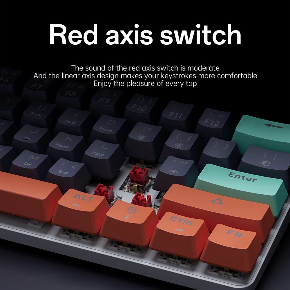 61 Key USB Wired Mechanical Keyboard LED Backlit Axis Gaming Mechanical Keyboard Red Switches For Desktop