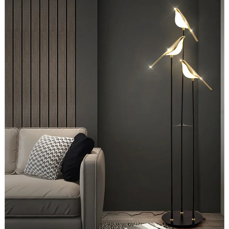 Magpie Bird LED Fixtures Floor Lamp  Home Decor Modern  Lighting