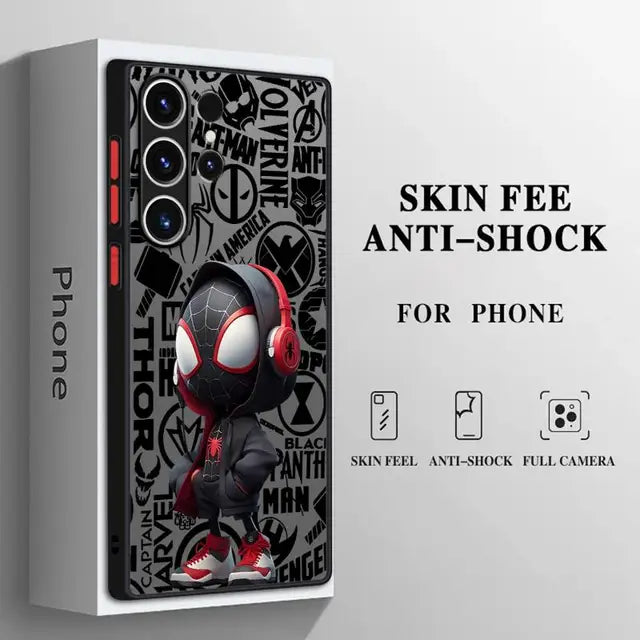 Matte Phone Case for Samsung Galaxy S24 S23 S22 S21 S20 FE Ultra S10 plus Note 20Ultra funda Marvel Deadpool Spiderman Boy Cover