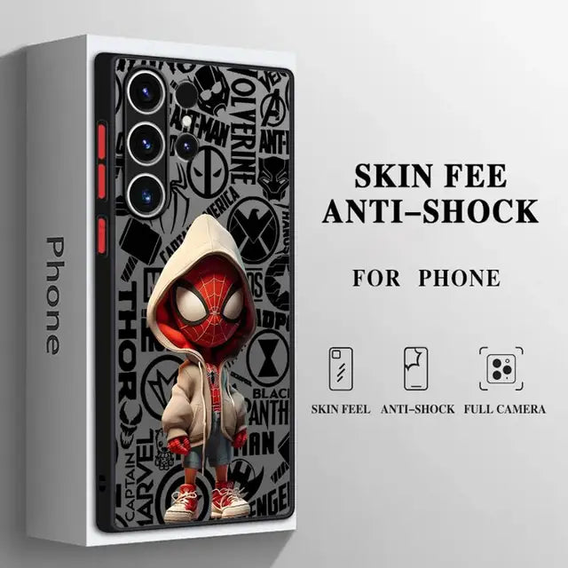 Matte Phone Case for Samsung Galaxy S24 S23 S22 S21 S20 FE Ultra S10 plus Note 20Ultra funda Marvel Deadpool Spiderman Boy Cover