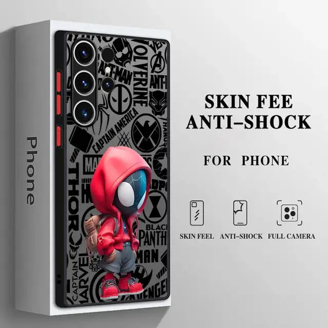 Matte Phone Case for Samsung Galaxy S24 S23 S22 S21 S20 FE Ultra S10 plus Note 20Ultra funda Marvel Deadpool Spiderman Boy Cover