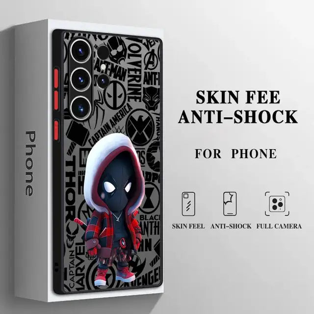 Matte Phone Case for Samsung Galaxy S24 S23 S22 S21 S20 FE Ultra S10 plus Note 20Ultra funda Marvel Deadpool Spiderman Boy Cover