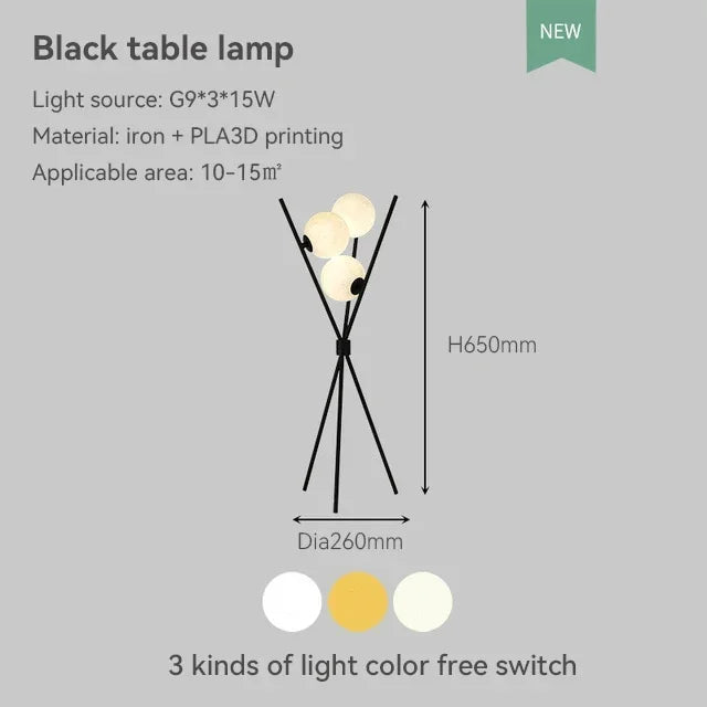 Moden 3D Printing Moon Floor Lamp LED Wrought Iron Home Decoration Accessories