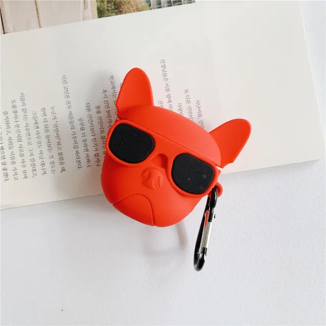 New 3D Cartoon Stereo Bluetooth Wireless Ear Case Bull Dog Headphone Case Silicone Protection 1 23 Bluetooth Headphone Case