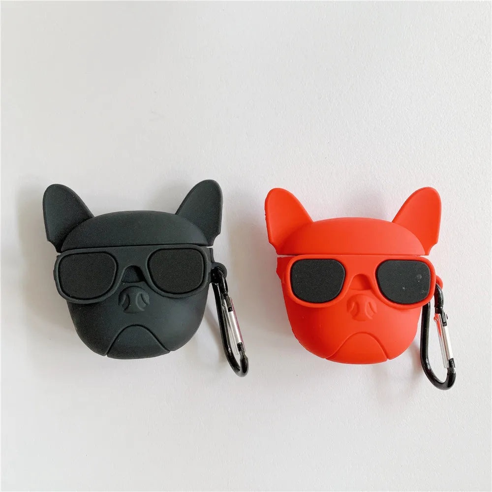 New 3D Cartoon Stereo Bluetooth Wireless Ear Case Bull Dog Headphone Case Silicone Protection 1 23 Bluetooth Headphone Case