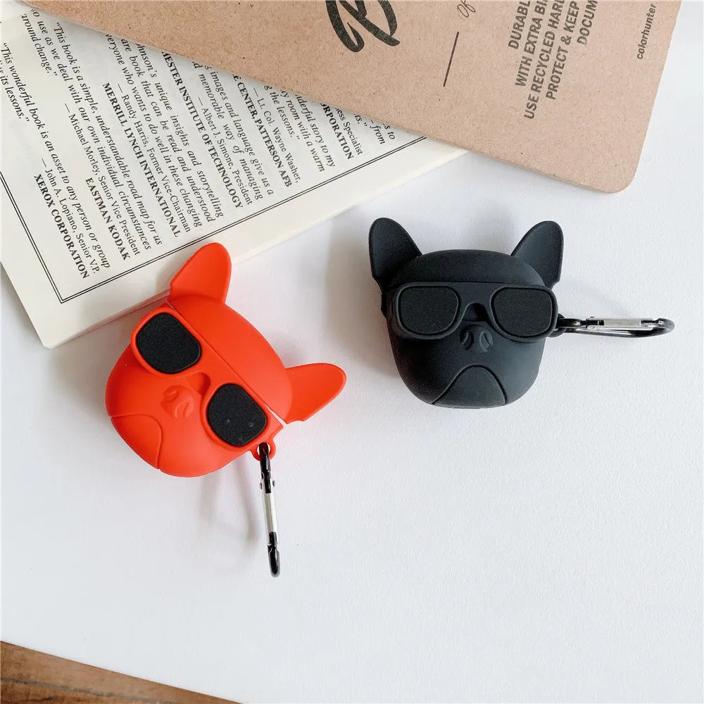 New 3D Cartoon Stereo Bluetooth Wireless Ear Case Bull Dog Headphone Case Silicone Protection 1 23 Bluetooth Headphone Case