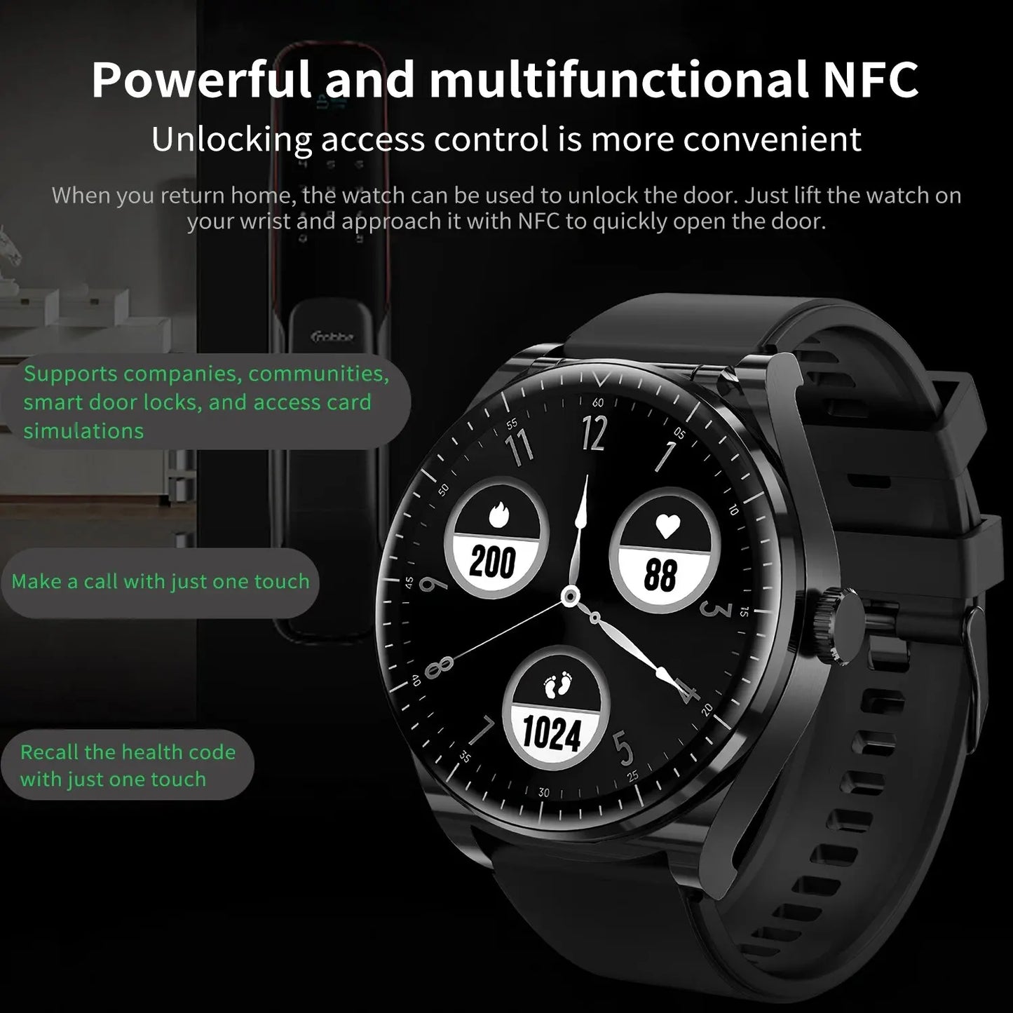 TWS Earphone Smart Watch NFC Function Fitness Tracker Sports Smartwatch Health Monitoring Bluetooth Wireless Headset Watches