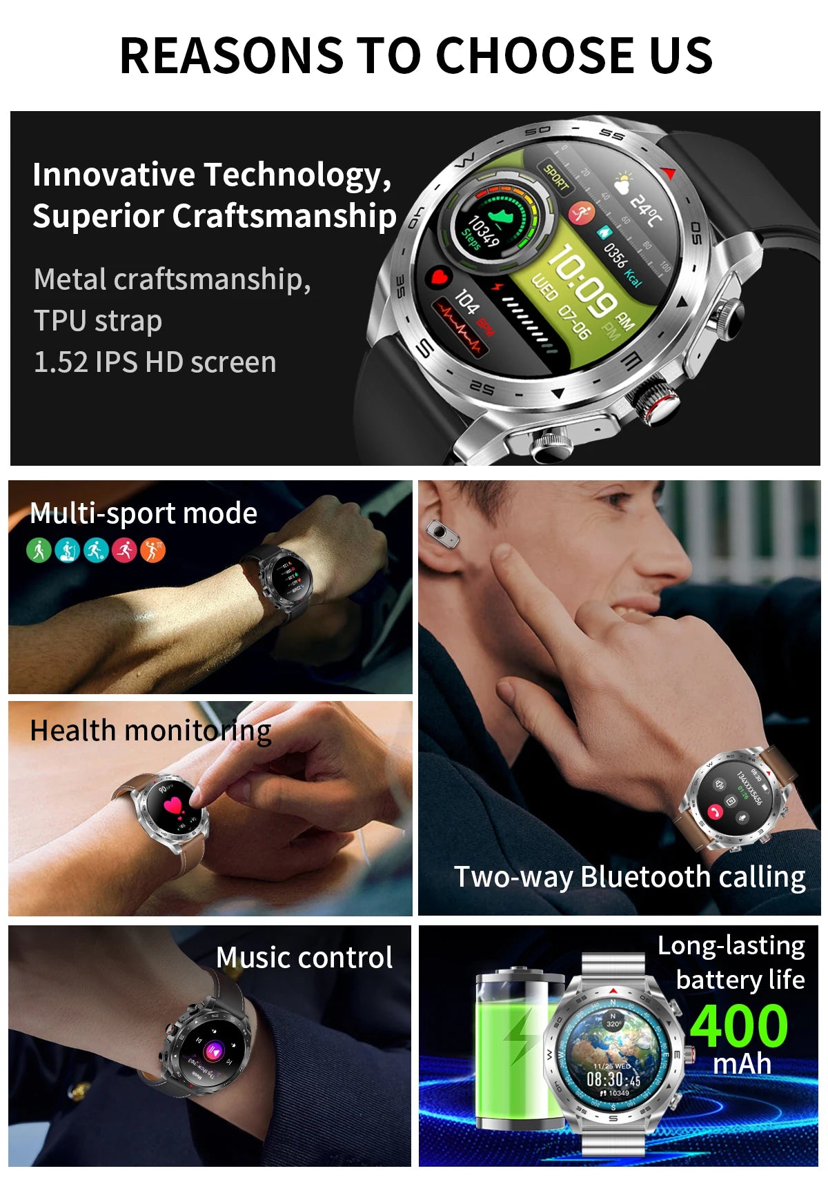 Upgrage 2-in-1 Earphone Smart Watch Men Women NFC Bluetooth Call Health Monitoring For Huawei Xiaomi Android IOS Apple Phone