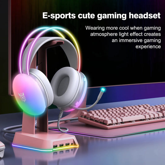 ONIKUMA Gaming Headset Esports Package New FULL RGB Light Design Headphones with Mic Headphone For PC Gamer