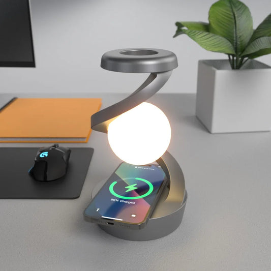 Rotating Moon Desk Lamp With Phone Wireless Charging Sensor Control Desktop Small Night Lamp