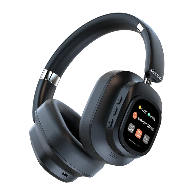 Siindoo JH-ANC930Plus Hybrid Wireless Headphone, Active Noise Cancelling Headphones With Multi Magnetic Touch Control LED Screen