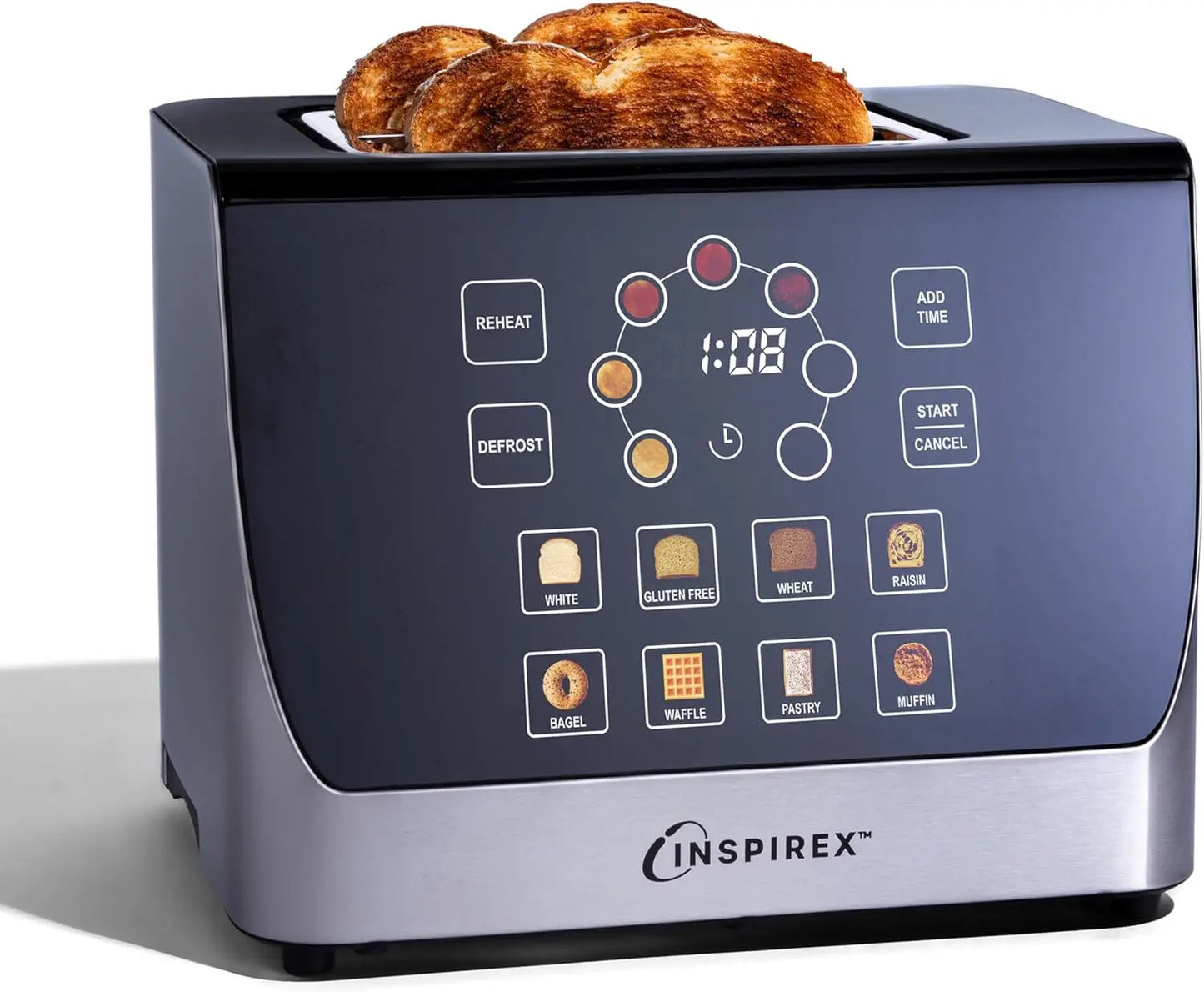 Touch Screen Display Smart Toaster, 2 Slice with 8 Bread Type and 7 Browning Modes, Automatic Lowering and Raising, Dig