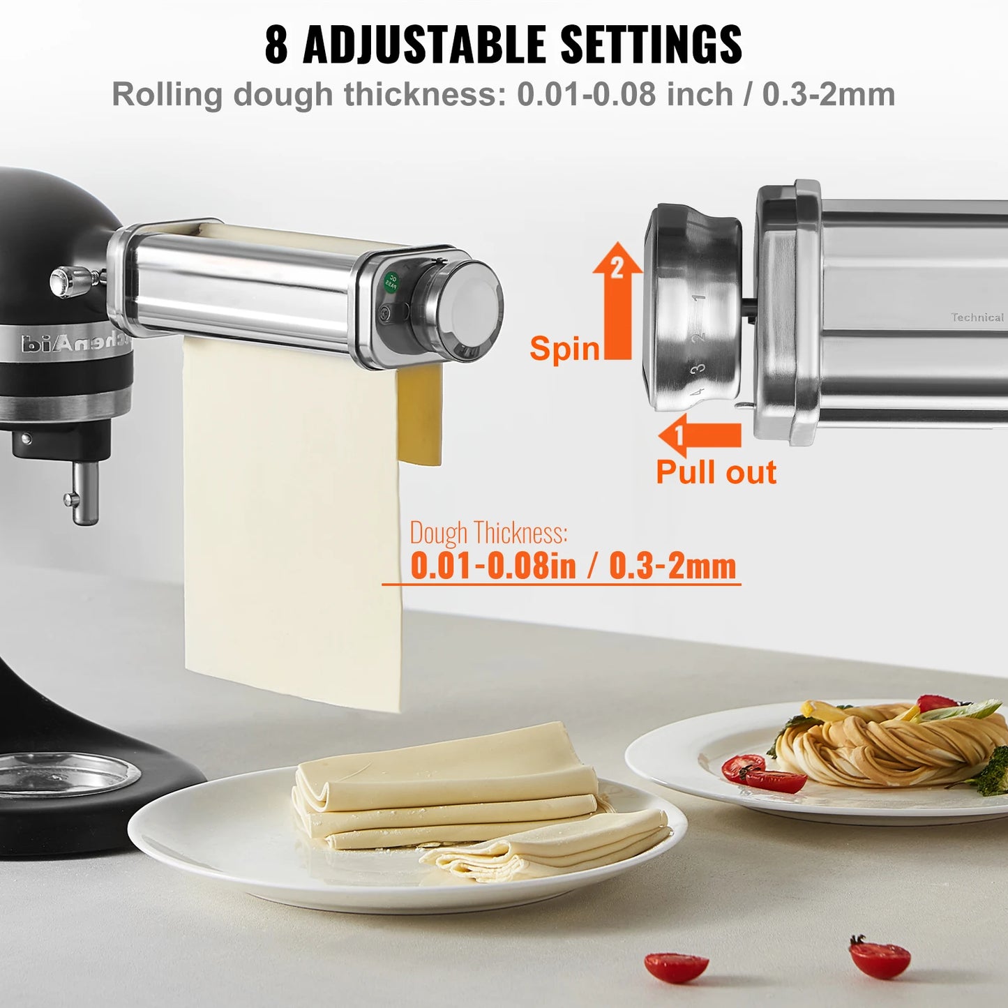 VEVOR Pasta Attachment for KitchenAid Stand Mixer Stainless Steel Pasta Sheet Roller Attachment Pasta Maker Kitchen Aid Pasta