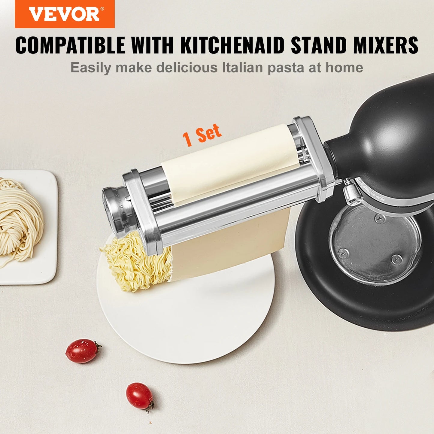 VEVOR Pasta Attachment for KitchenAid Stand Mixer Stainless Steel Pasta Sheet Roller Attachment Pasta Maker Kitchen Aid Pasta