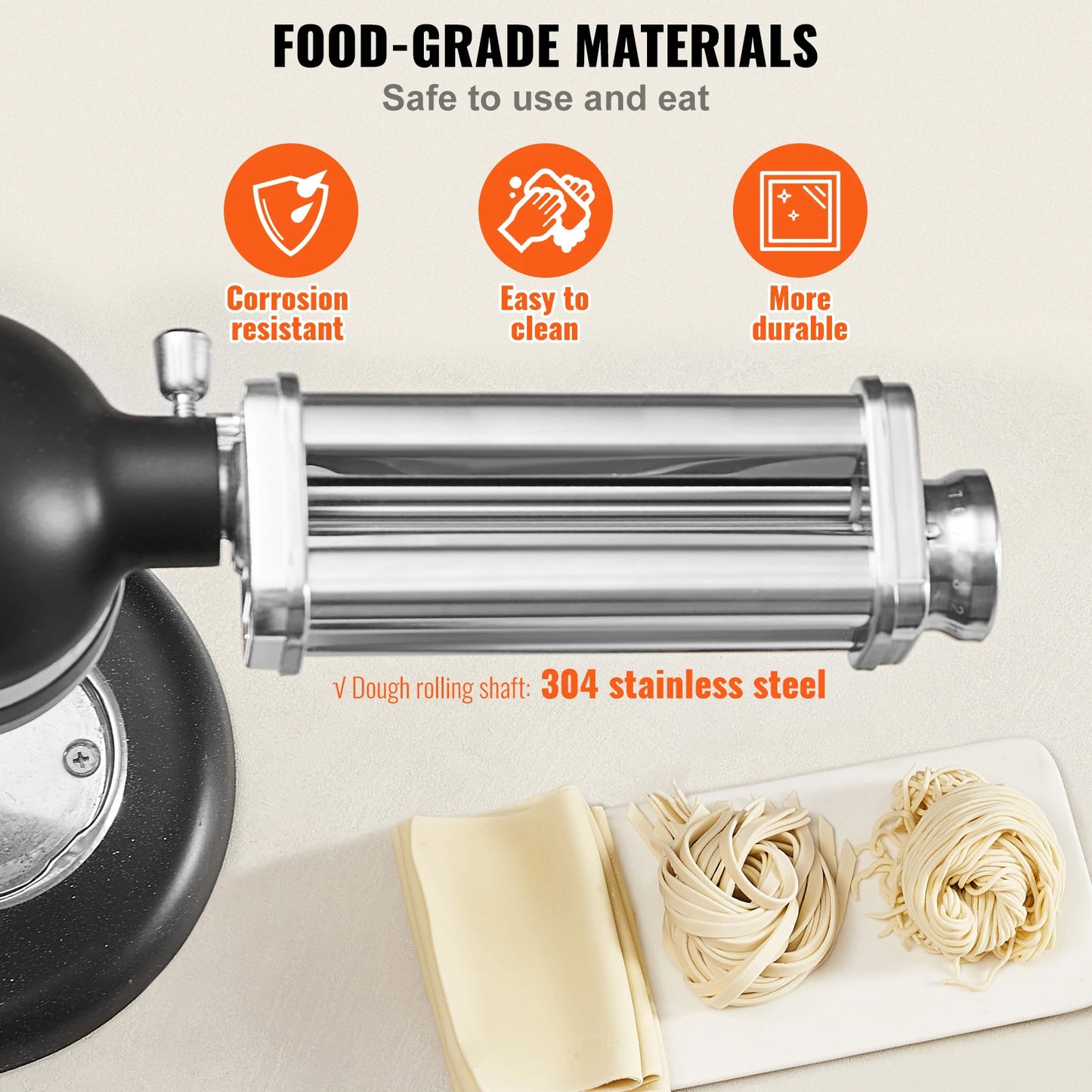 VEVOR Pasta Attachment for KitchenAid Stand Mixer Stainless Steel Pasta Sheet Roller Attachment Pasta Maker Kitchen Aid Pasta