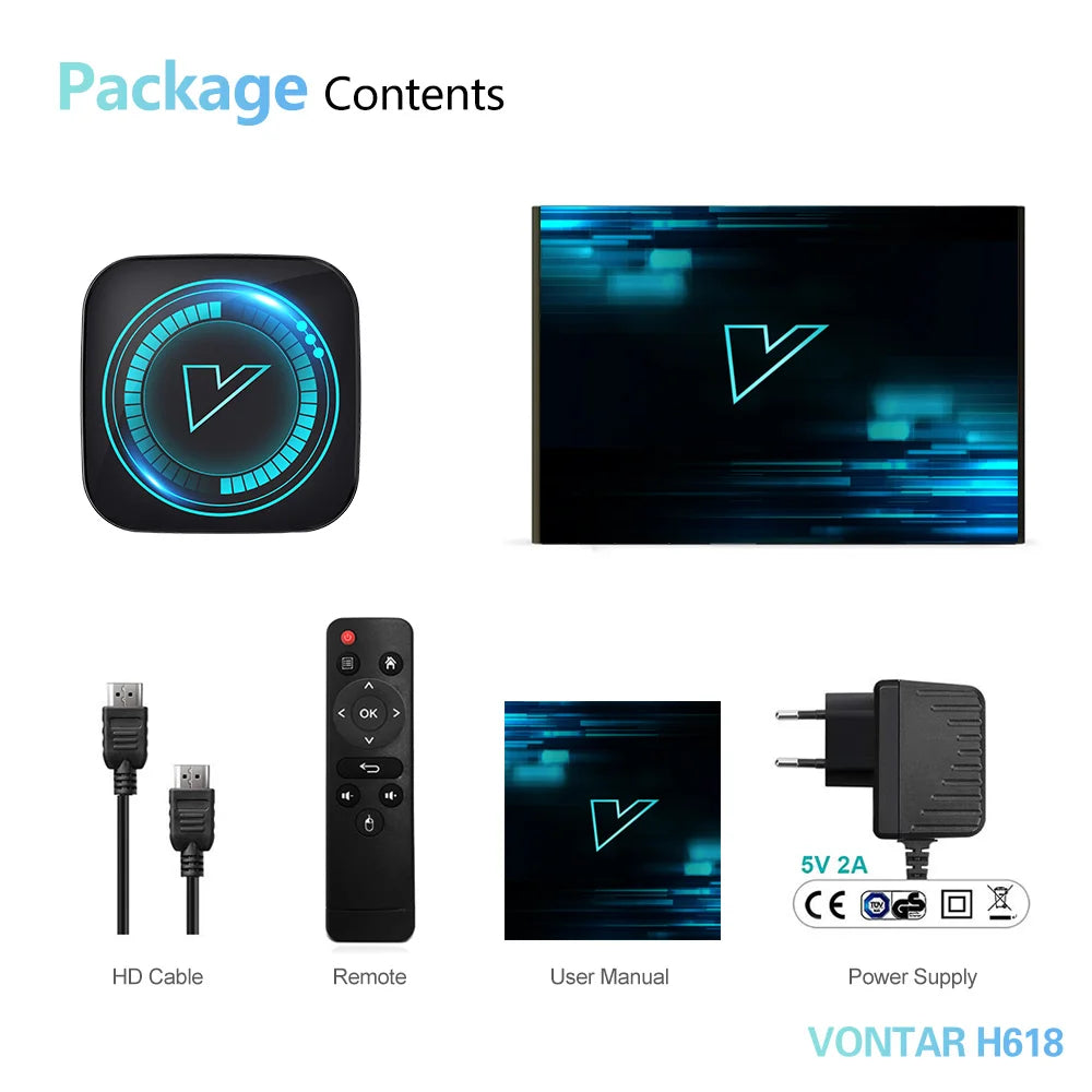 VONTAR TV Box Android 12 Allwinner H618 Quad Core Cortex A53 Support 8K Video 4K BT Wifi Google Voice Media player Set top box