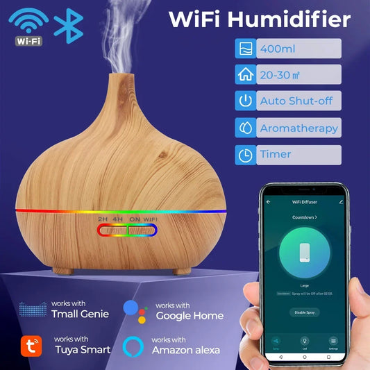 WiFi smart 550ML Electric Aroma Diffuser Essential Oil Diffuser Air Humidifier Ultrasonic Remote Control