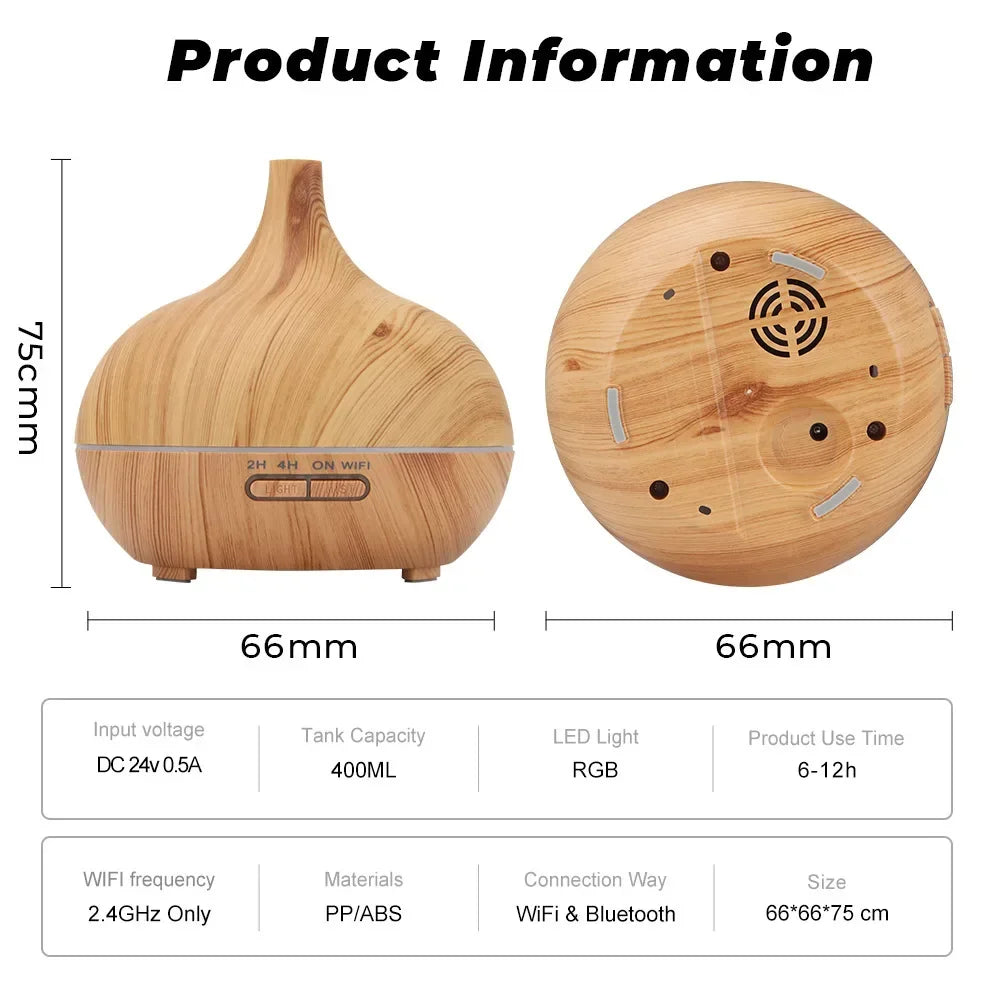 WiFi smart 550ML Electric Aroma Diffuser Essential Oil Diffuser Air Humidifier Ultrasonic Remote Control