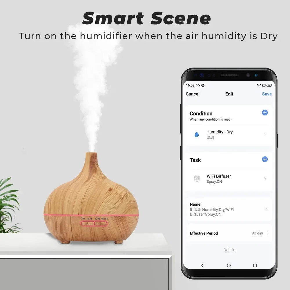 WiFi smart 550ML Electric Aroma Diffuser Essential Oil Diffuser Air Humidifier Ultrasonic Remote Control