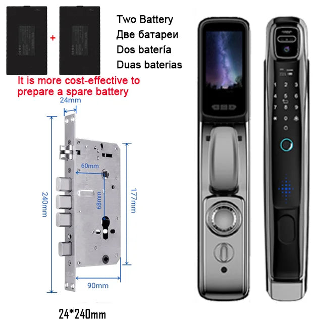 Wifi Tuya APP Face Recognition Smart Door Lock With Camera Video Call Voice Intercom Digital Door Lock Automatic Door Lock