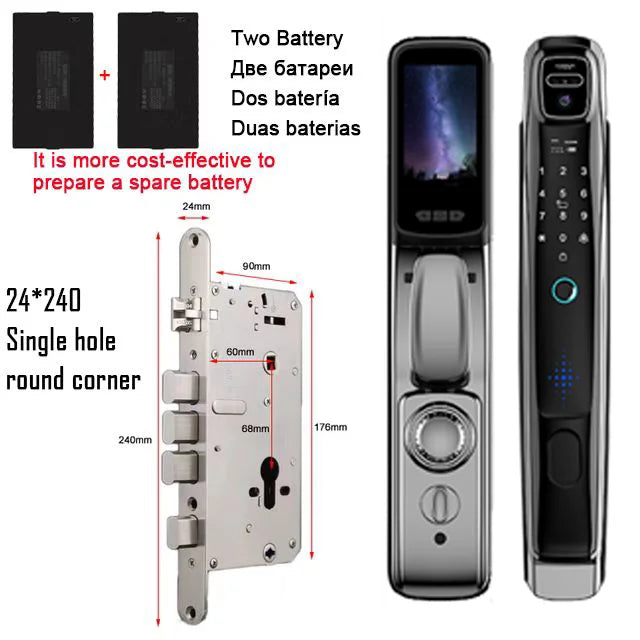 Wifi Tuya APP Face Recognition Smart Door Lock With Camera Video Call Voice Intercom Digital Door Lock Automatic Door Lock