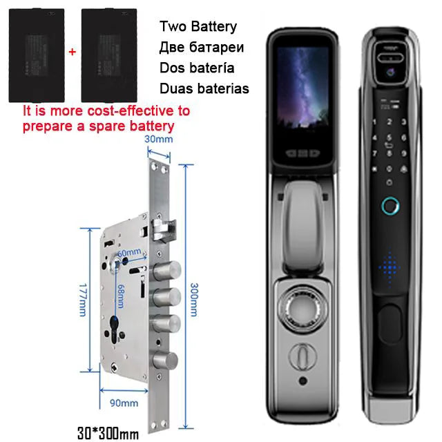 Wifi Tuya APP Face Recognition Smart Door Lock With Camera Video Call Voice Intercom Digital Door Lock Automatic Door Lock