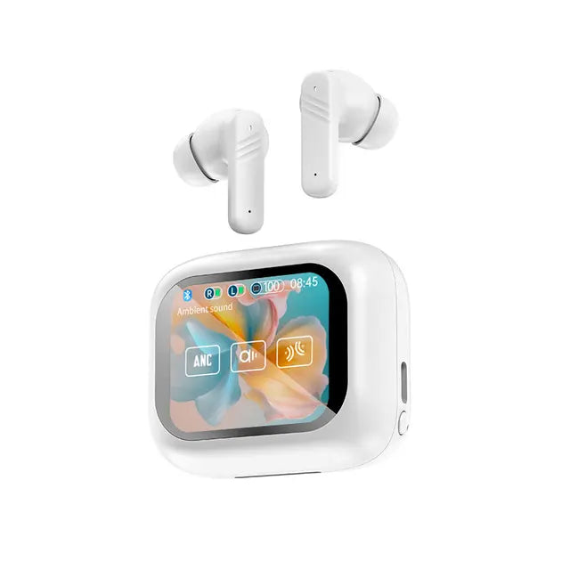 Wireless Earbuds With Touch Screen  ANC Noise Cancellation Long Battery ENC Mic Compatible With IOS Android