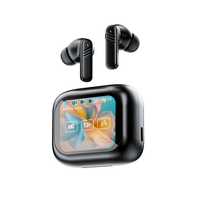 Wireless Earbuds With Touch Screen  ANC Noise Cancellation Long Battery ENC Mic Compatible With IOS Android