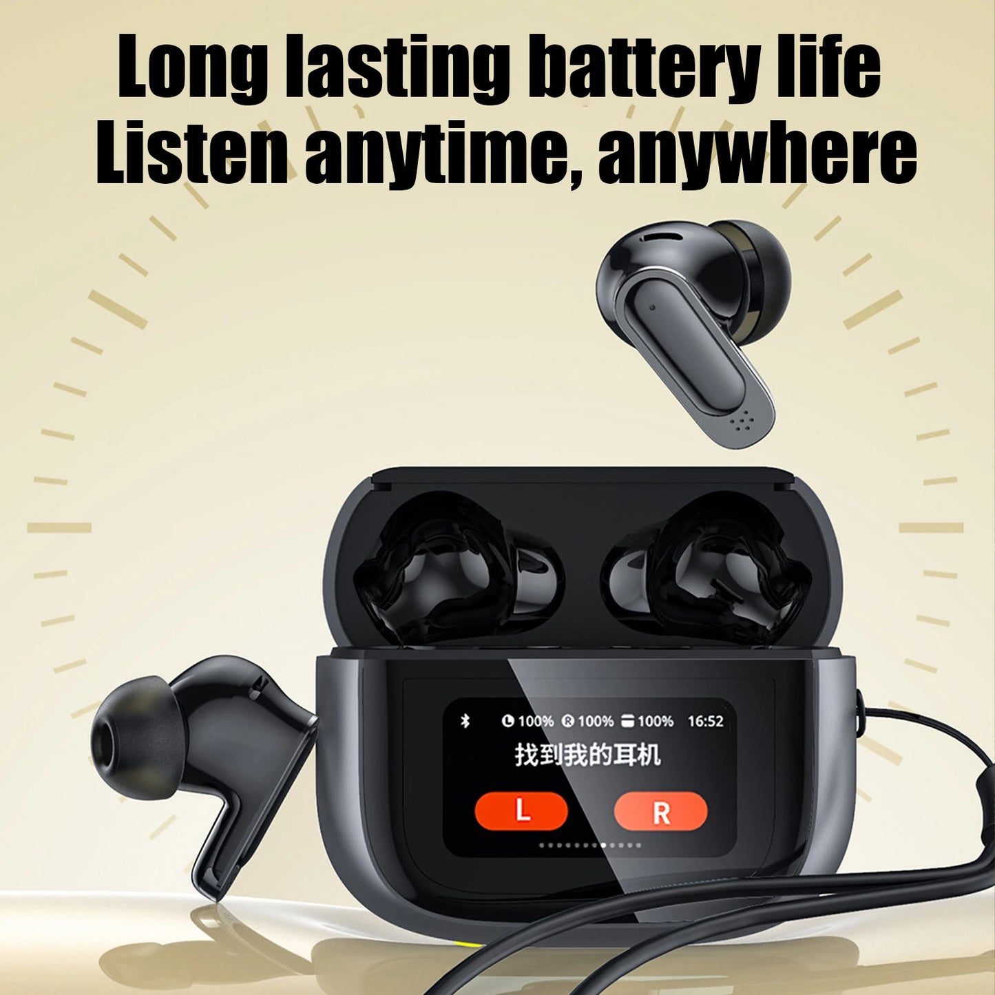 V11 Wireless Bluetooth Earphones  Noise Reduction With Display Touch Control Earbuds