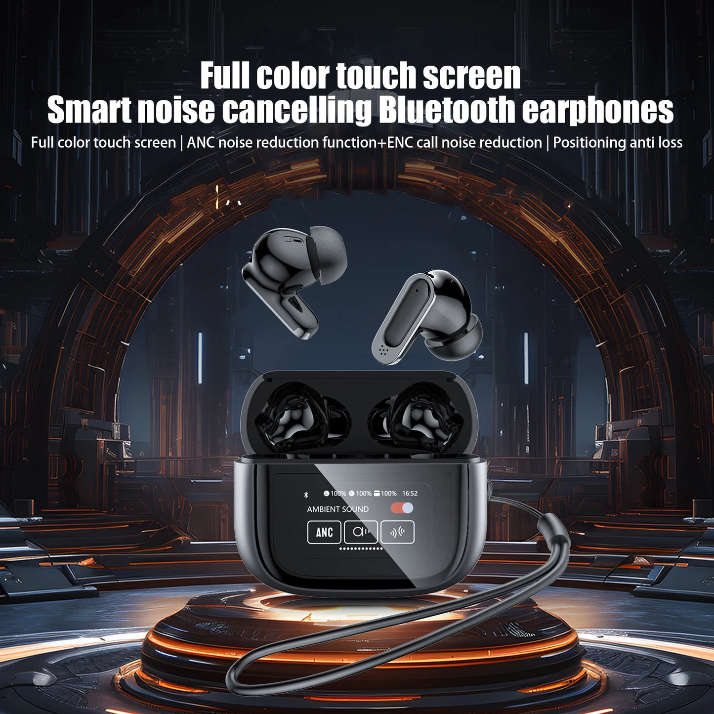 V11 Wireless Bluetooth Earphones  Noise Reduction With Display Touch Control Earbuds