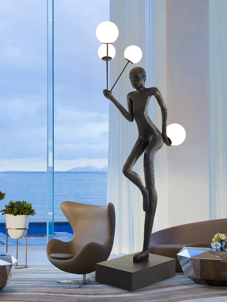 YY Creative Man-Shaped Mall Abstract Figure Sculpture Welcome Art Floor Lamp